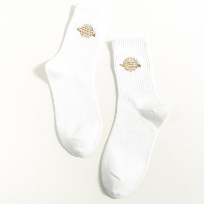 Planets 'Saturn's Round Ring' Crew Socks