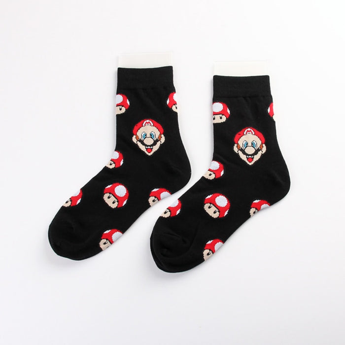 Super Mario 'Modern Mario Black' Crew Socks